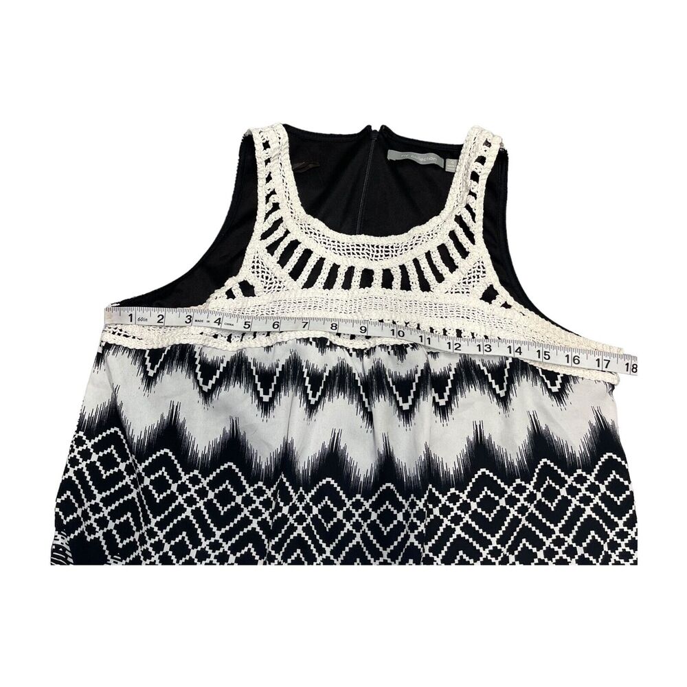 Ny Collection Maxi Dress Girls Small Black White Geometric Crochet Neck Back Zip - Picture 4 of 7